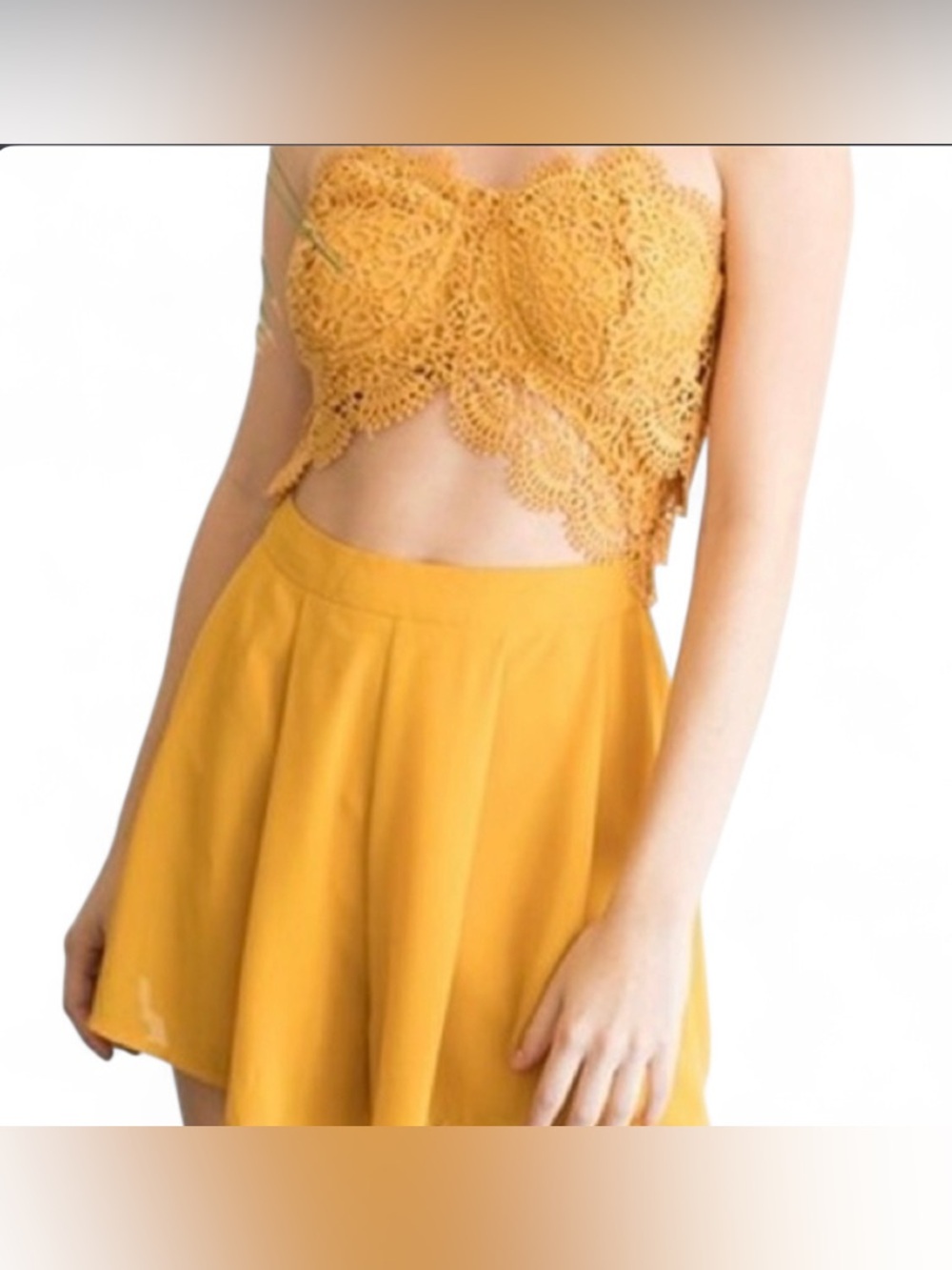 Iris Yellow Lace Bodice Romper Size Medium